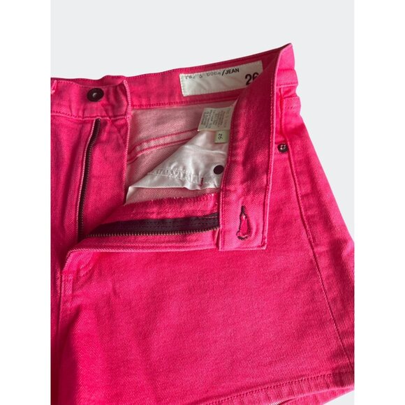 Rag & Bone Womens Bull Pink High-Rise Denim Jean Shorts  Size 26 - Picture 7 of 15